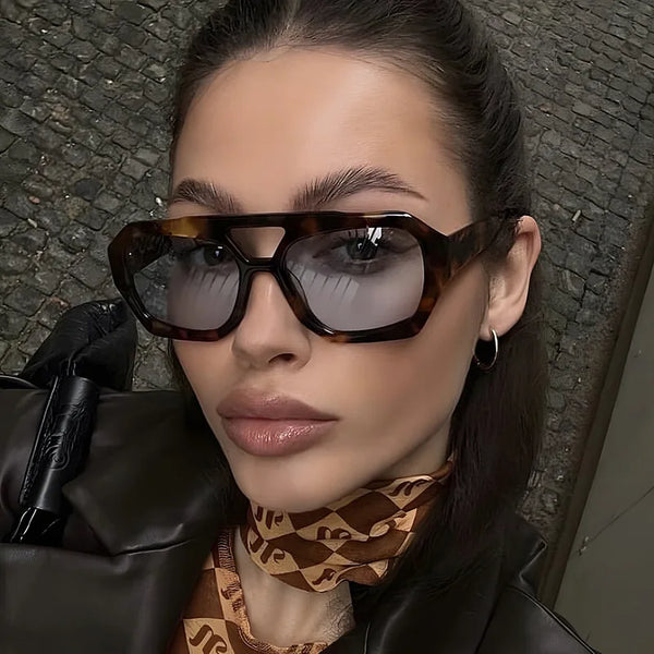 Wandern Neues Doppelbrückendesign Damen Anti-Licht-Brille Mode Leopardmuster Design Brille Hohe Qualität Outdoor Sonnenschutz