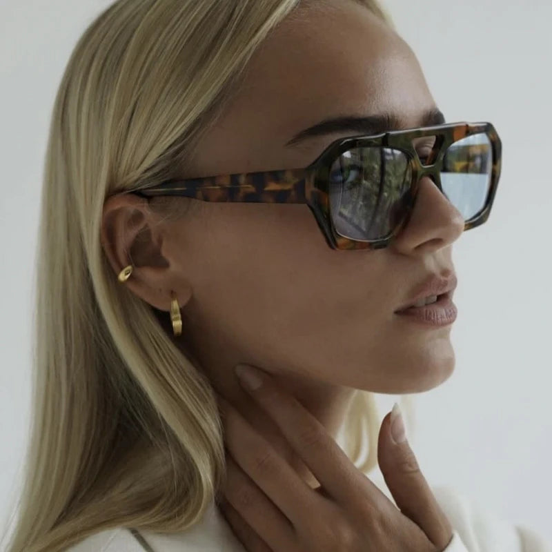 Wandern Neues Doppelbrückendesign Damen Anti-Licht-Brille Mode Leopardmuster Design Brille Hohe Qualität Outdoor Sonnenschutz