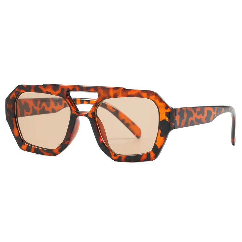 Wandern Neues Doppelbrückendesign Damen Anti-Licht-Brille Mode Leopardmuster Design Brille Hohe Qualität Outdoor Sonnenschutz