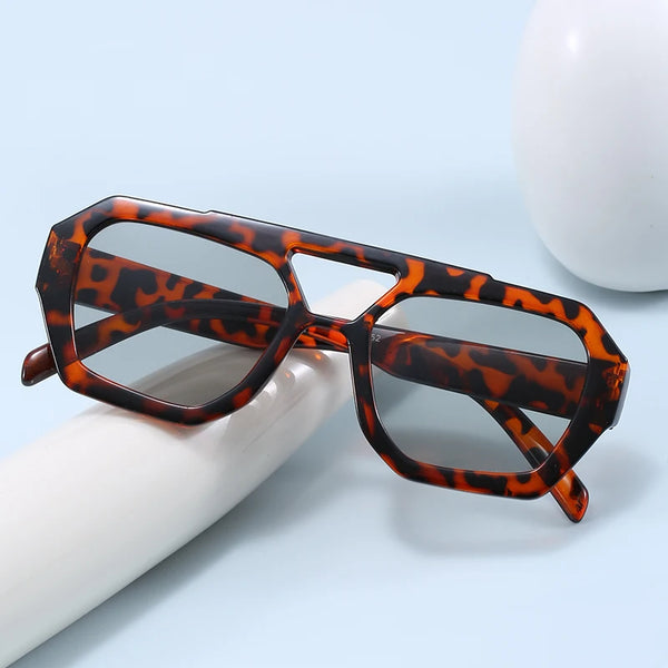 Wandern Neues Doppelbrückendesign Damen Anti-Licht-Brille Mode Leopardmuster Design Brille Hohe Qualität Outdoor Sonnenschutz